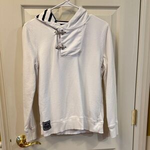 Ralph Lauren White Hoodie with Striped Accents